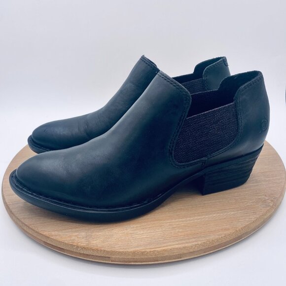 Born Boots Womens 7 Black Leather Pull On Ankle Western Minimalist - Picture 7 of 11